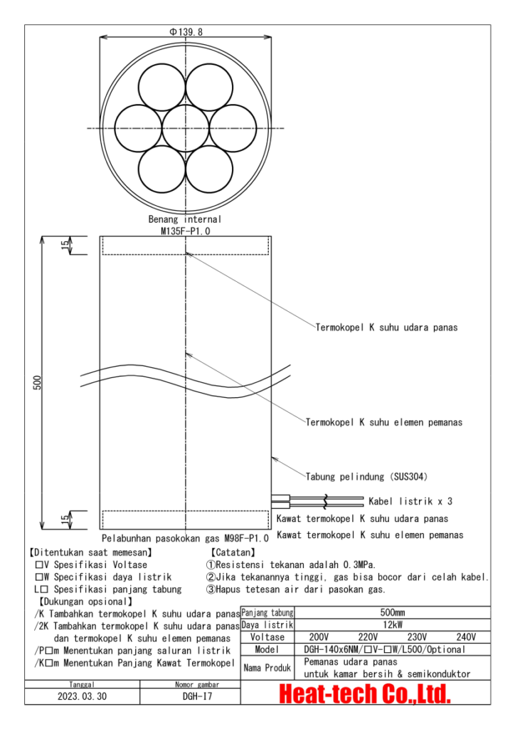 《Pemanas udara panas untuk kamar bersih & semikonduktor》 DGH-140x6NM