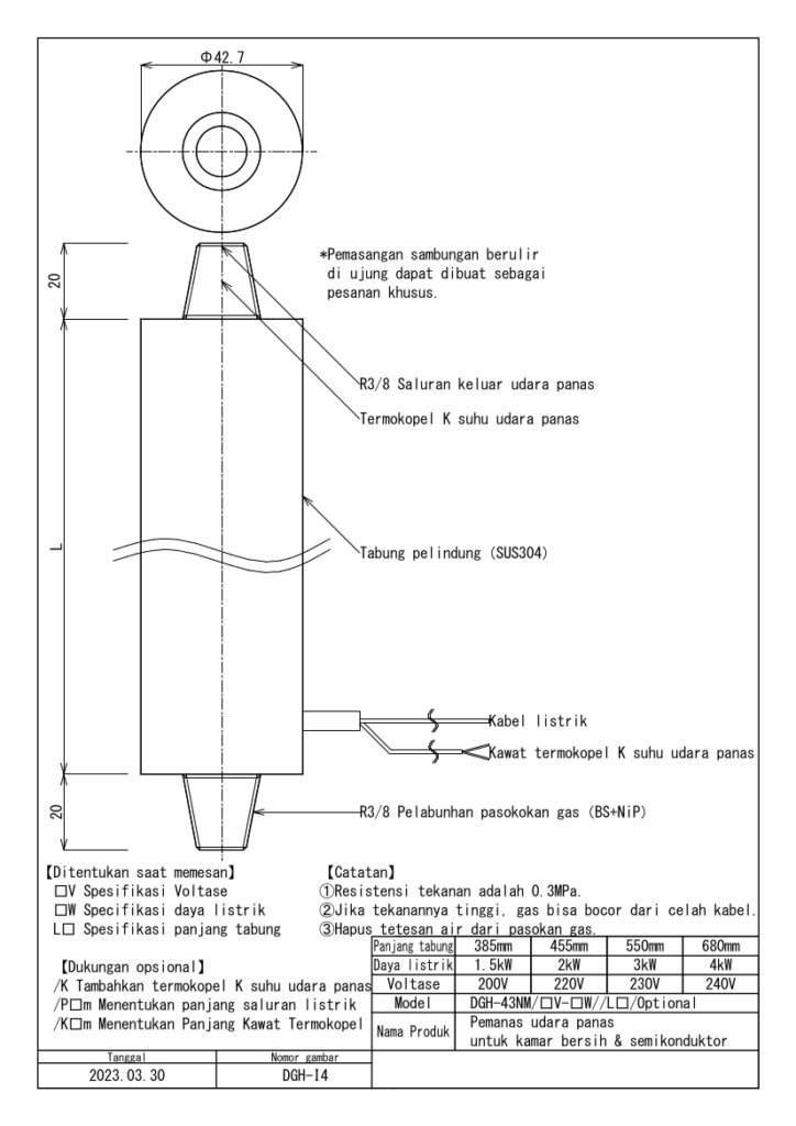 《Pemanas udara panas untuk kamar bersih & semikonduktor》DGH-43NM