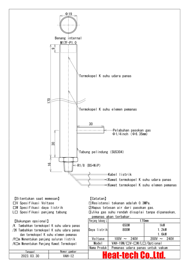 Pemanas udara panas untuk vakum Seri VAH