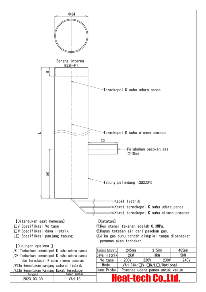 Pemanas udara panas untuk vakum Seri VAH