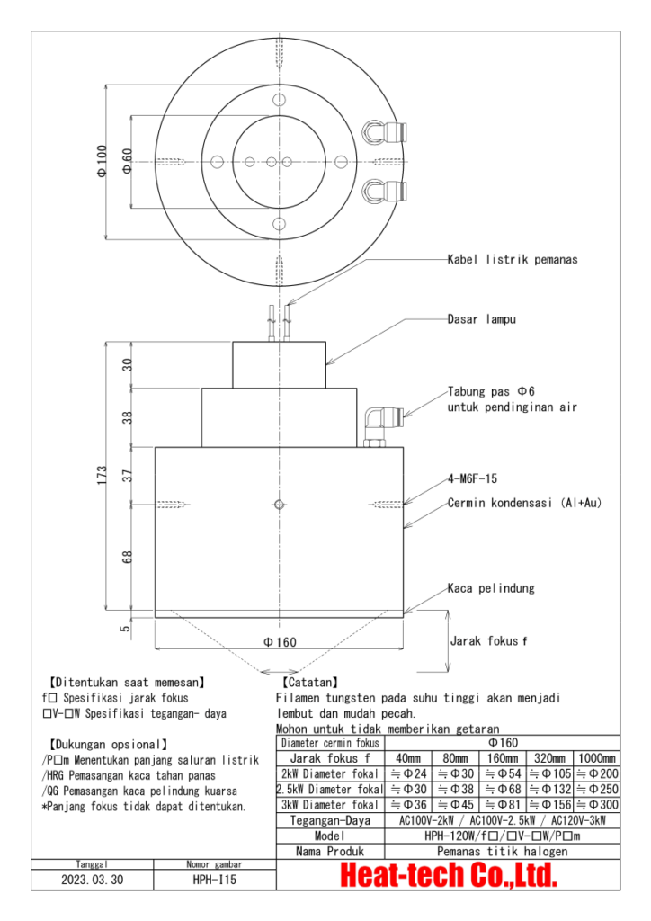 Pemanas titik halogen besar HPH-160 Pemanas titik halogen besar HPH-160
