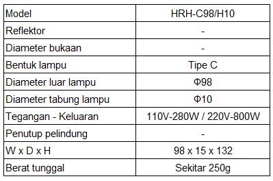 Pemanas cincin halogen HRH-C98/H10 Pemanas cincin halogen HRH-C98/H10