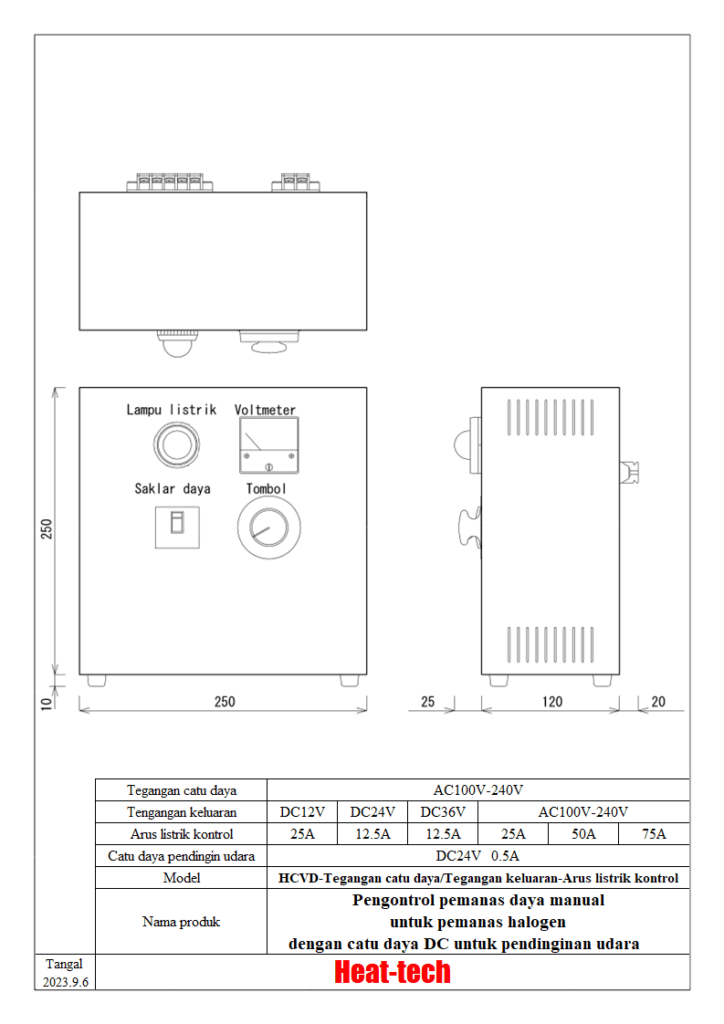 Pengontrol pemanas daya manual untuk pemanas halogen seri HCV Pengontrol pemanas daya manual untuk pemanas halogen seri HCV